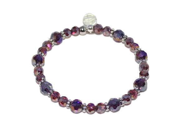 DetectSun Amethyst with Iris Crystal Bangle Bracelet